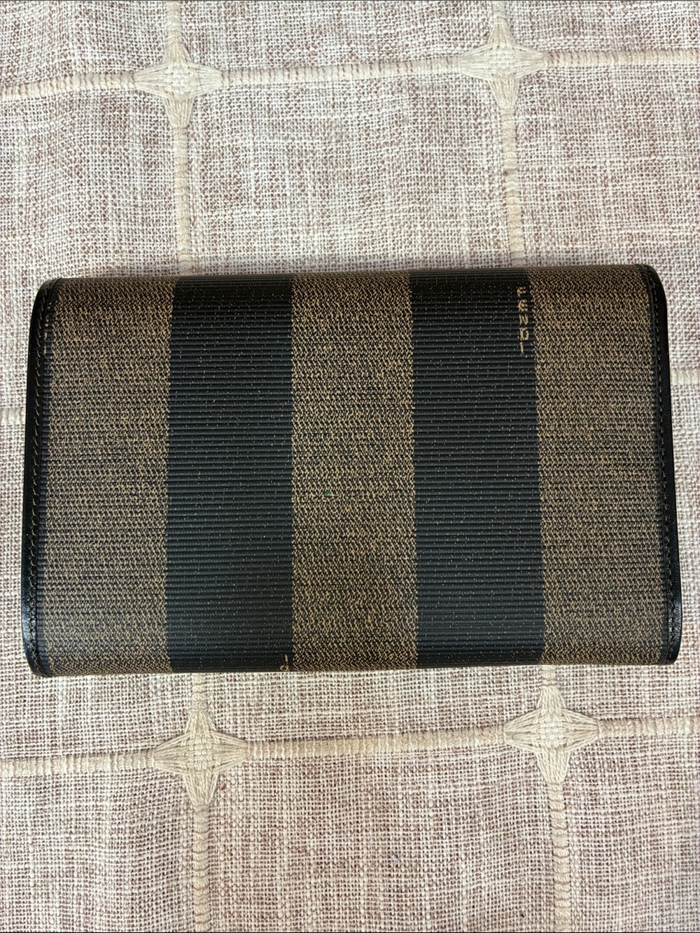 Authentic Vintage Fendi Pequin Wallet Striped Trifold Brown Black - Picture 3 of 8